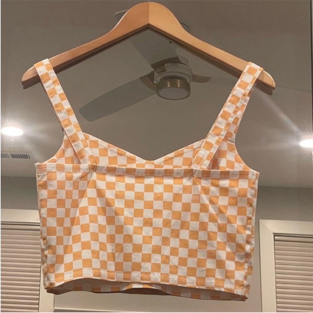 Hollister Bust Cup Crop Top in Yellow Check - Picture 5 of 7